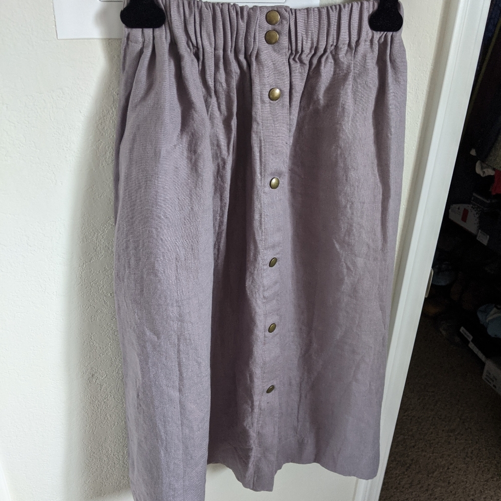 notPERFECTLINEN Purple A-Line Skirt - Picture 2 of 5